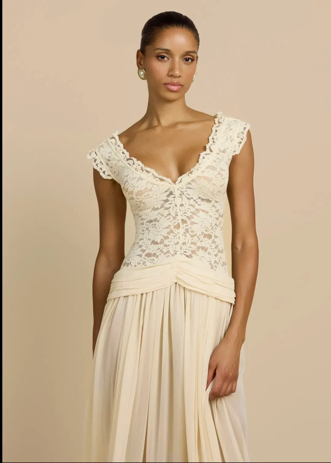 Arcina Ori ARABELLA DRESS BEIGE size Medium for rent on The Volte - main image
