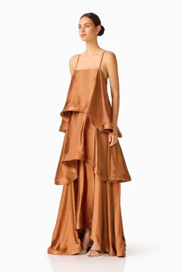 Elliatt Tilly Tiered Maxi Dress size M / 10 Toffee Brown  for rent on The Volte - image 3