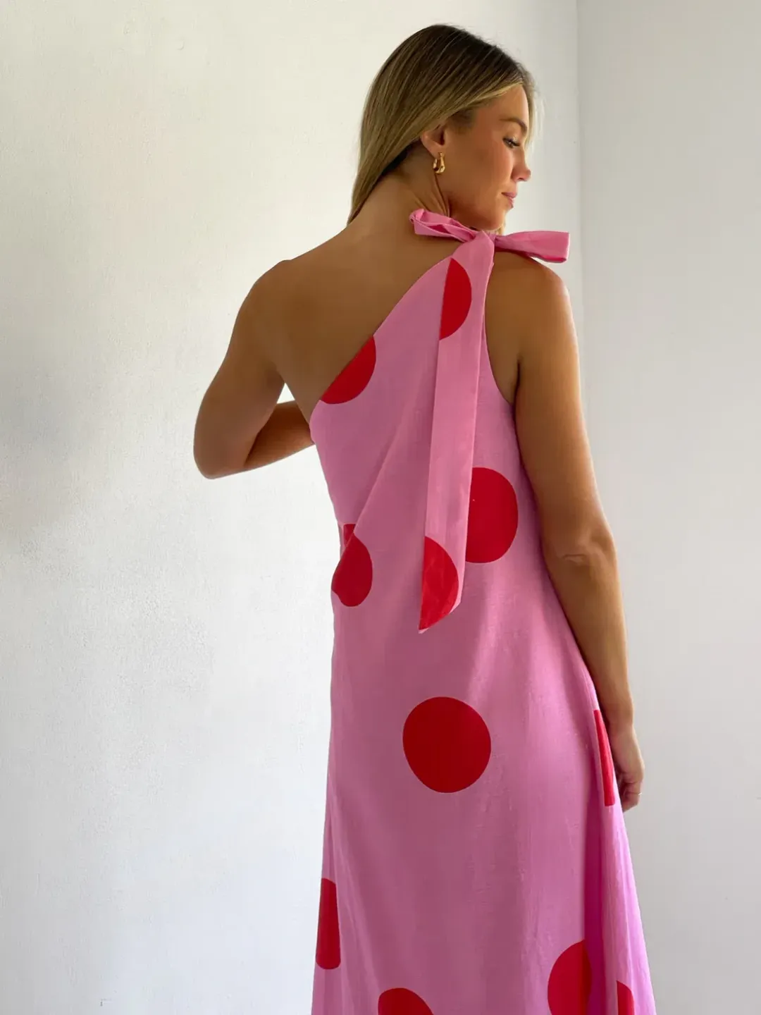 By Nicola Sorrento Maxi Dress size 8 pink Polka  for rent on The Volte - main image