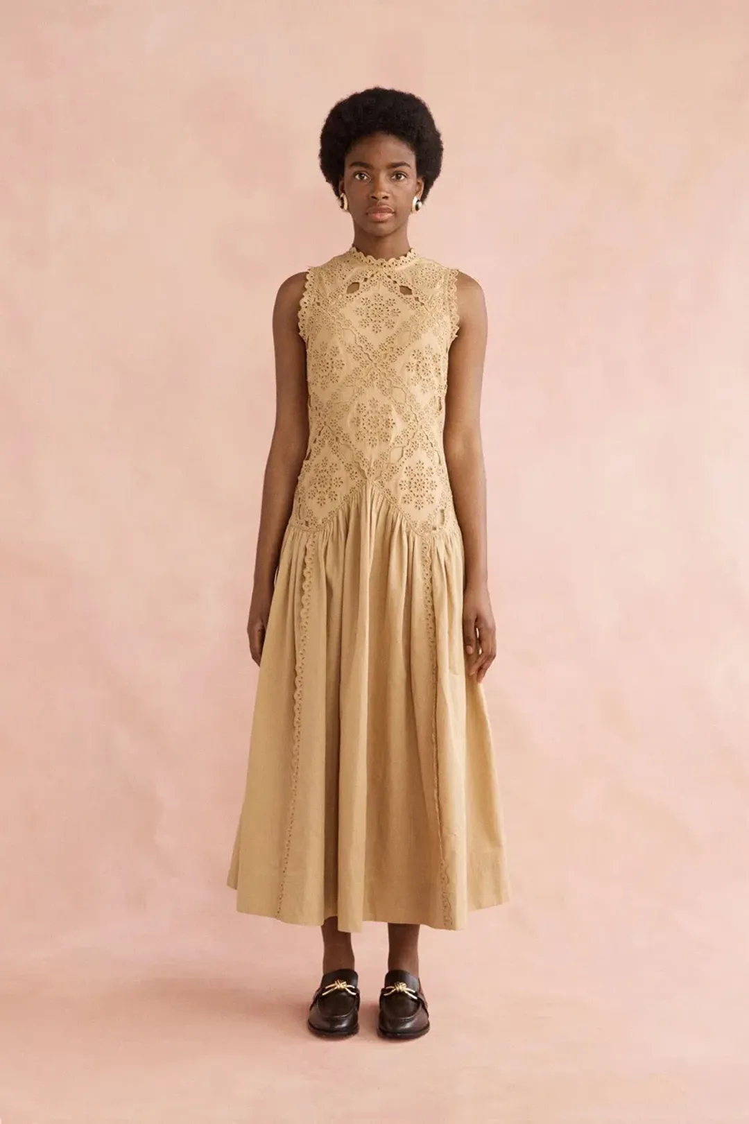 Lovaan Josephine Midi Dress Tan Size 14 for rent on The Volte - main image
