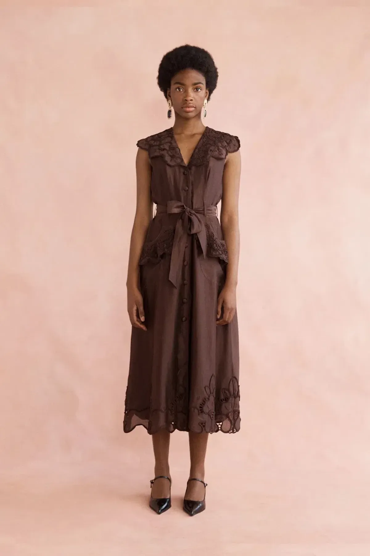 Lovaan Vanessa Midi Dress Chocolate Size 10 for rent on The Volte - main image