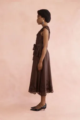 Lovaan Vanessa Midi Dress Chocolate Size 12 for rent on The Volte - image 2