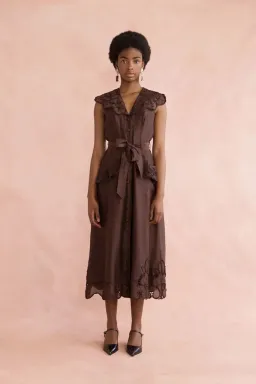 Lovaan Vanessa Midi Dress Chocolate Size 12 for rent on The Volte - image 1