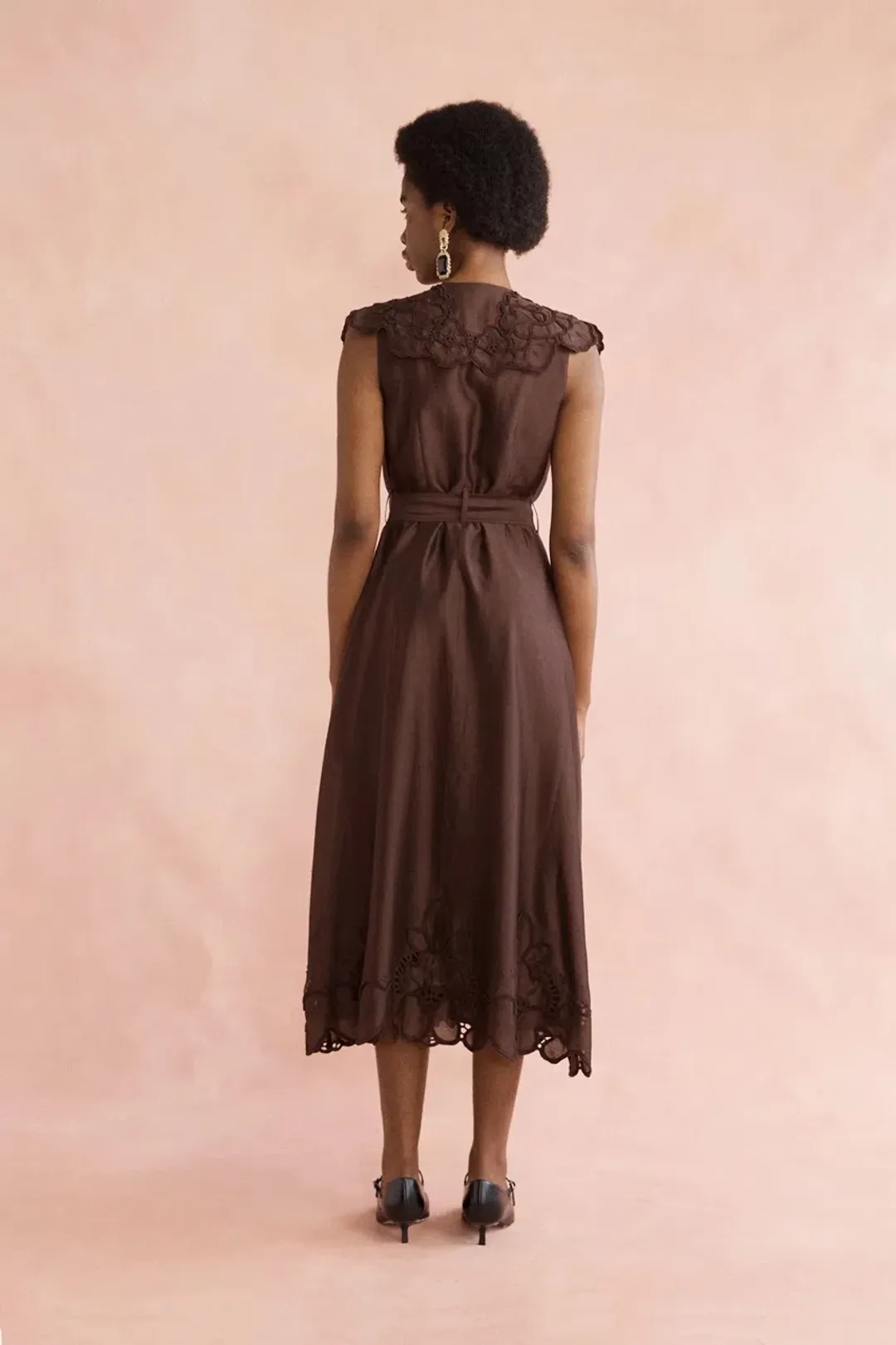 Lovaan Vanessa Midi Dress Chocolate Size 14 for rent on The Volte - main image