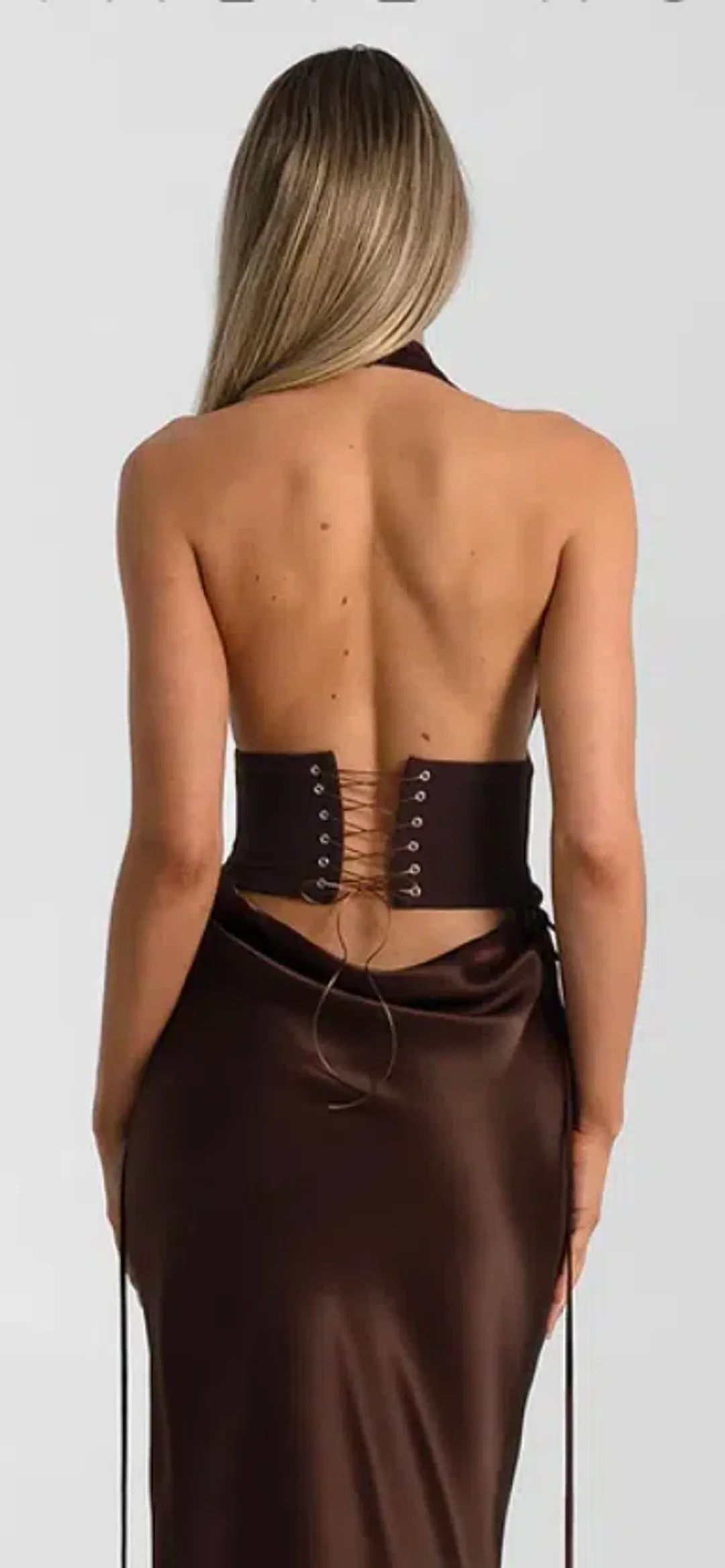 Natalie Rolt Bronte Top and Evelyn Skirt Espresso Size S for rent on The Volte - main image