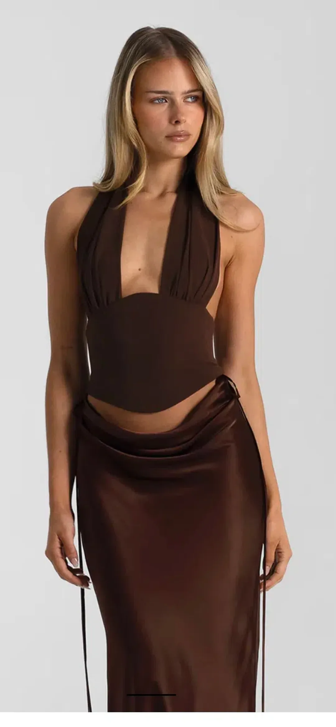 Natalie Rolt Bronte Top and Evelyn Skirt Espresso Size S for rent on The Volte - main image