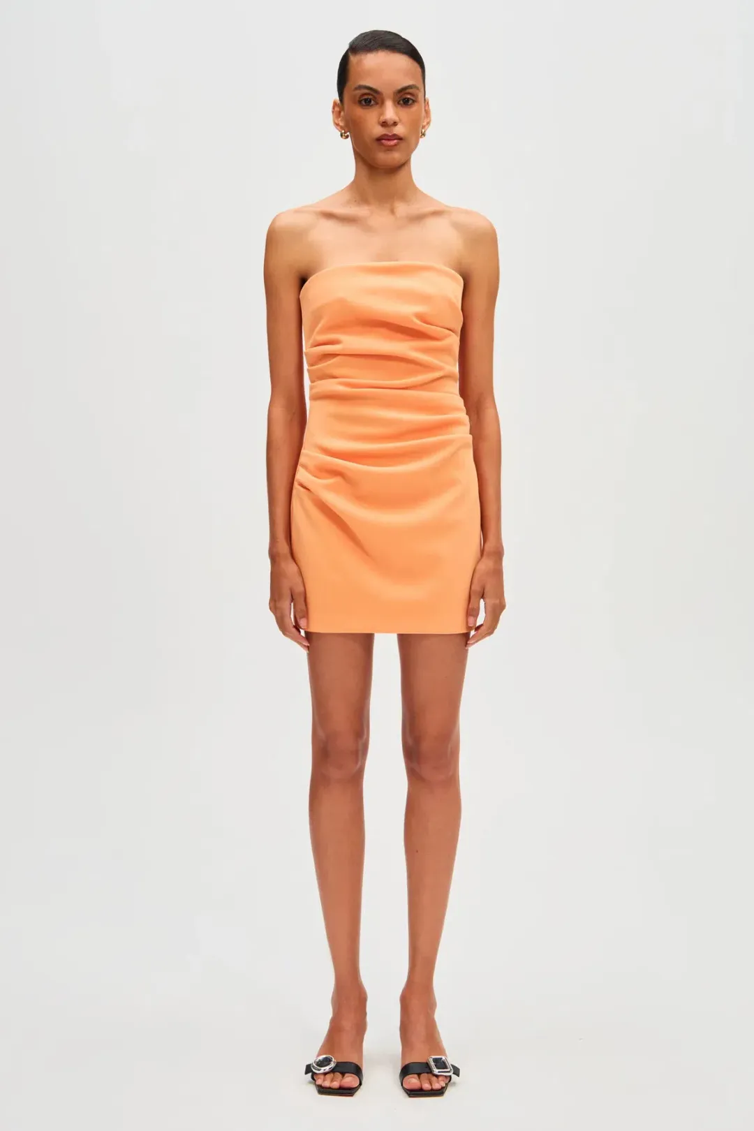 Misha Alston Crepe Mini Dress Tangerine Size L for rent on The Volte - main image