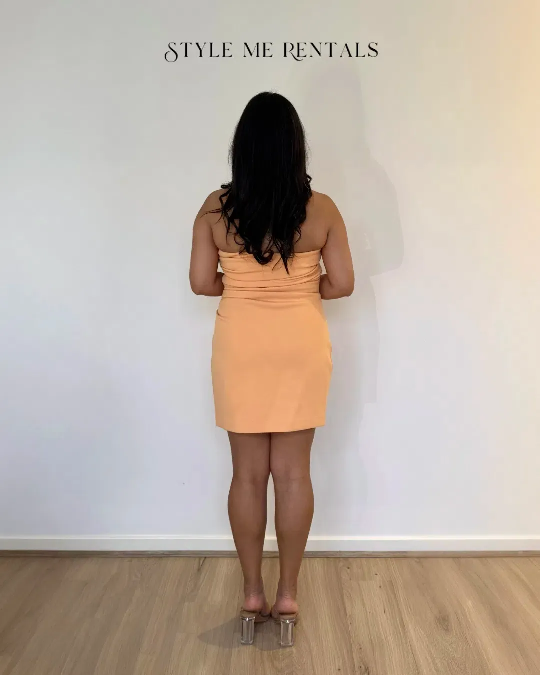 Misha Alston Crepe Mini Dress Tangerine Size L for rent on The Volte - main image