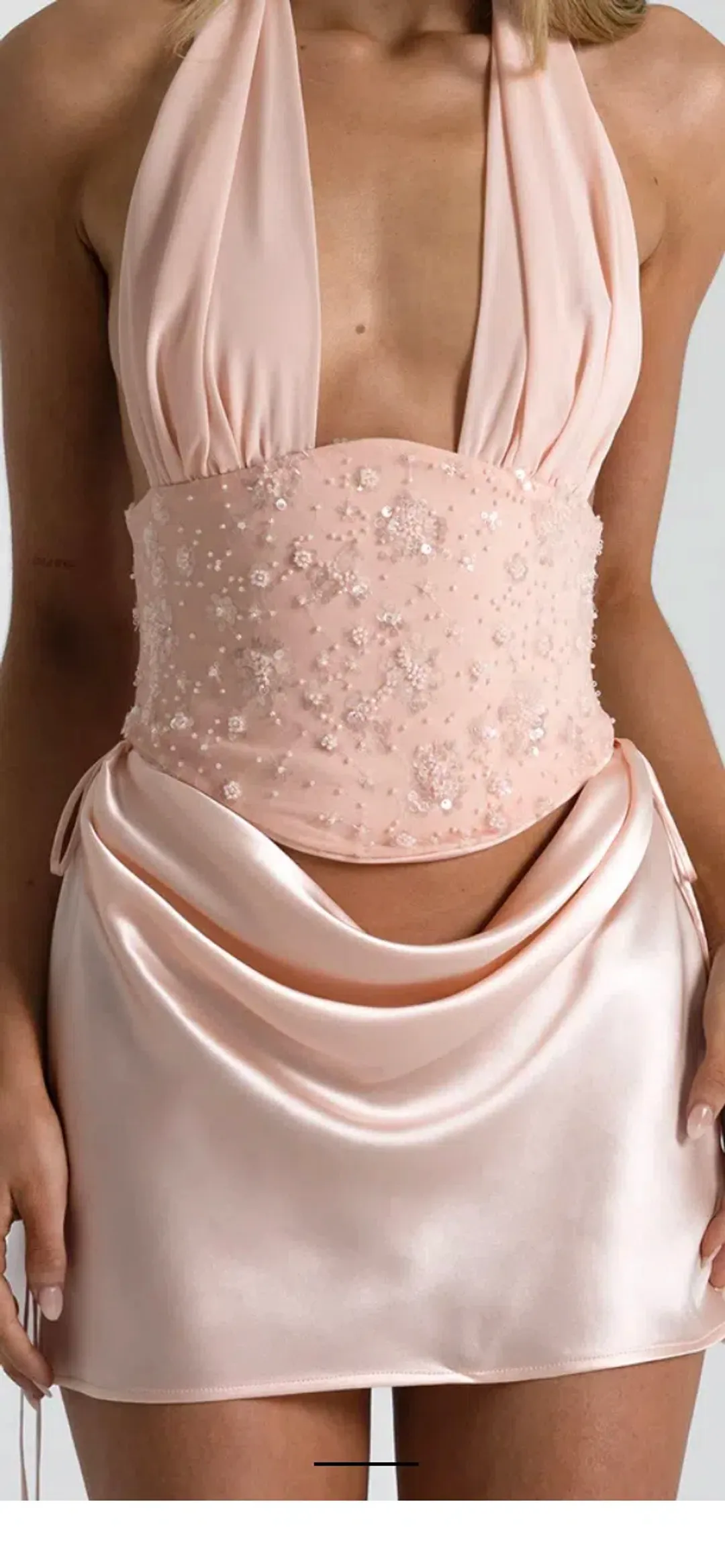 Natalie Rolt Bronte Top and Evelyn Mini Skirt Baby Pink Size S for rent on The Volte - main image