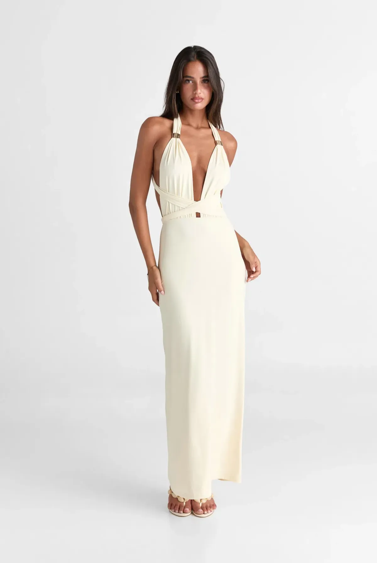 Sasha Therese Mira Maxi Dress in butter for rent on The Volte - main image
