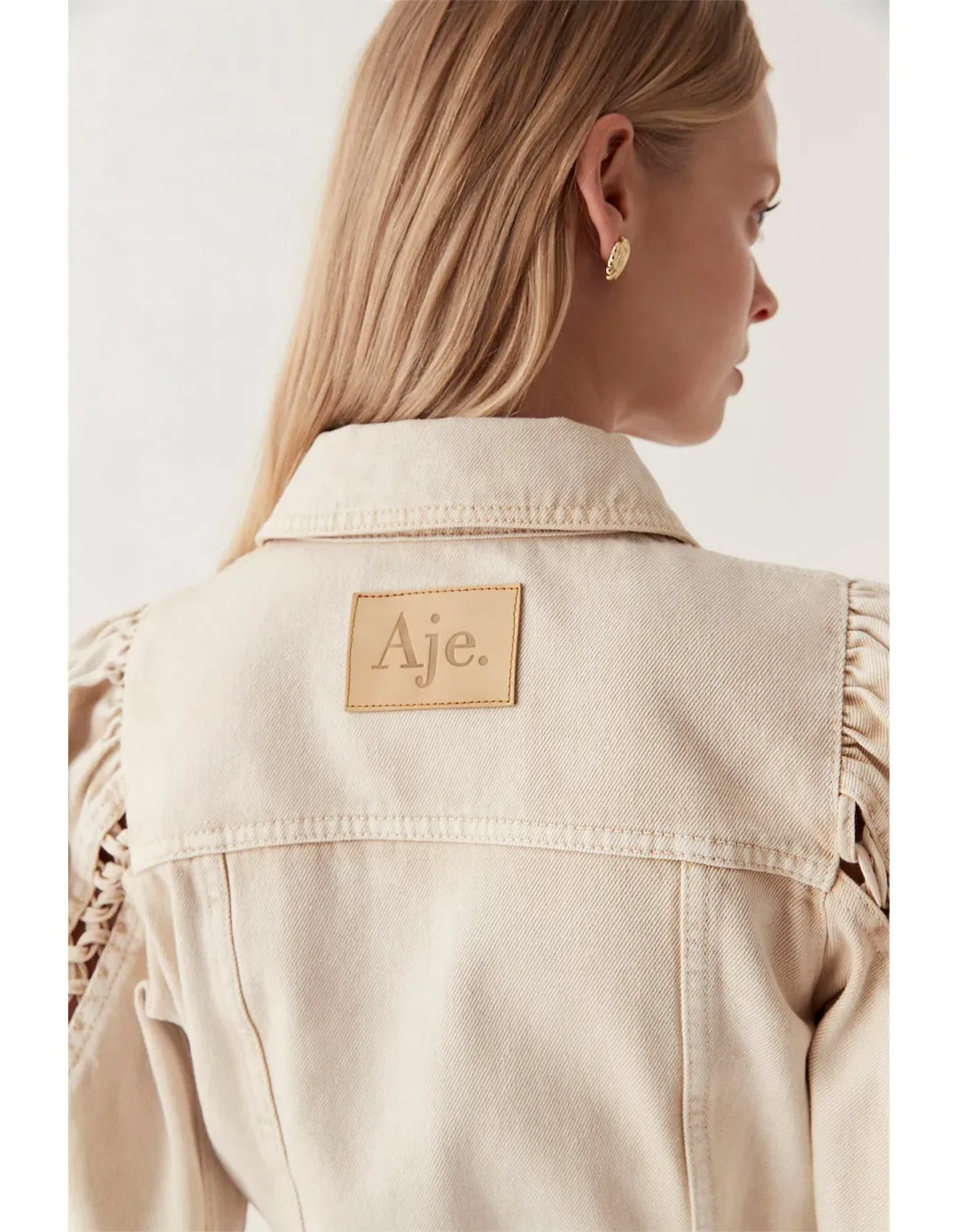 Aje Effie Braided Denim Mini - Stone - Size 4 for rent on The Volte - main image