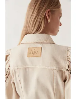 Aje Effie Braided Denim Mini - Stone - Size 4 for rent on The Volte - image 3