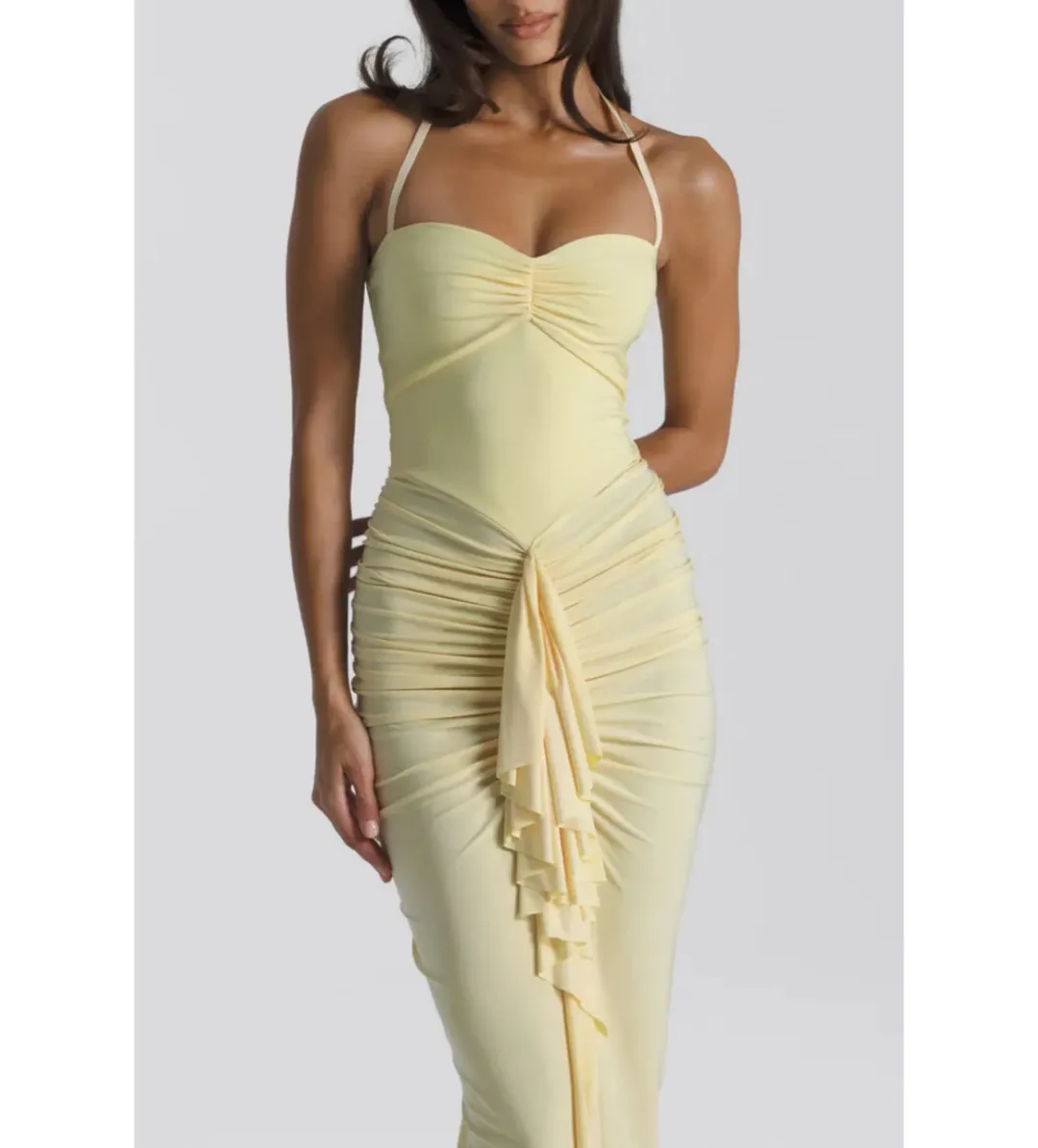 Natalie Rolt Shontae Gown in Lemon Size 2/AU10 for rent on The Volte - main image