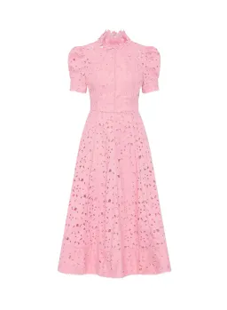 Rebecca Vallance Kitsu Short Sleeve Midi Dress in Light Pink Size 12 for rent on The Volte - image 4