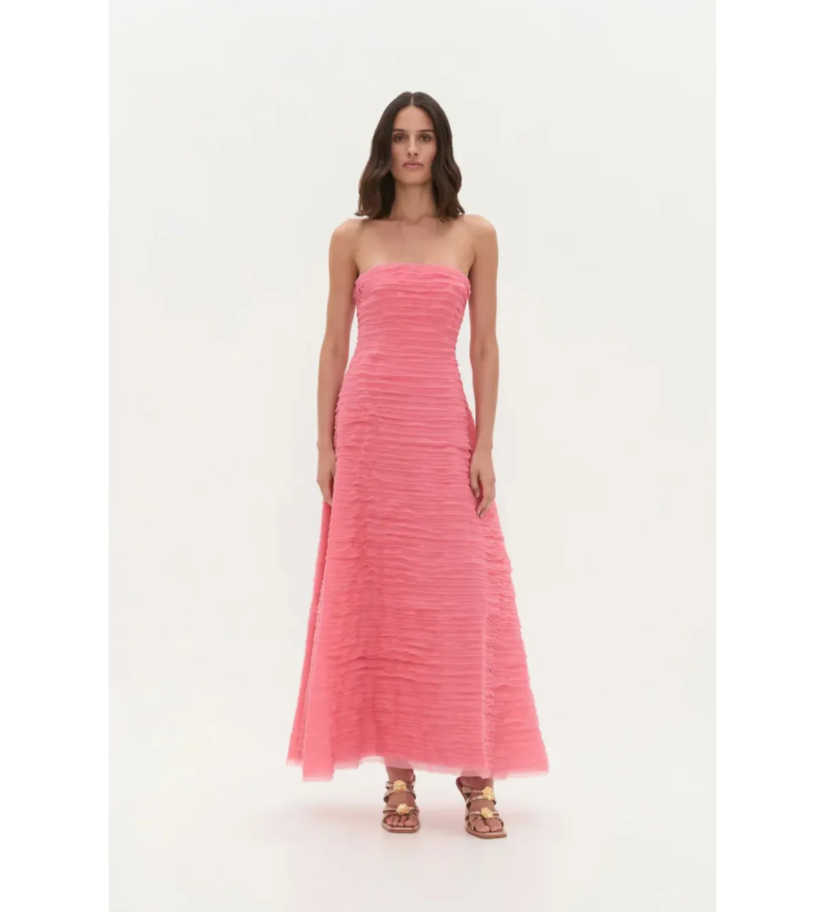 Aje Soundscape Maxi Dress in Guava Pink Size AU10 for rent on The Volte - main image