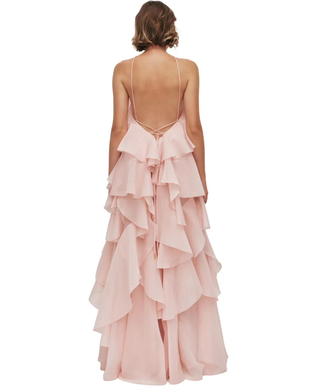 Aje Pandorea Layered Maxi Dress Pastel Pink Size 12 for rent on The Volte - main image