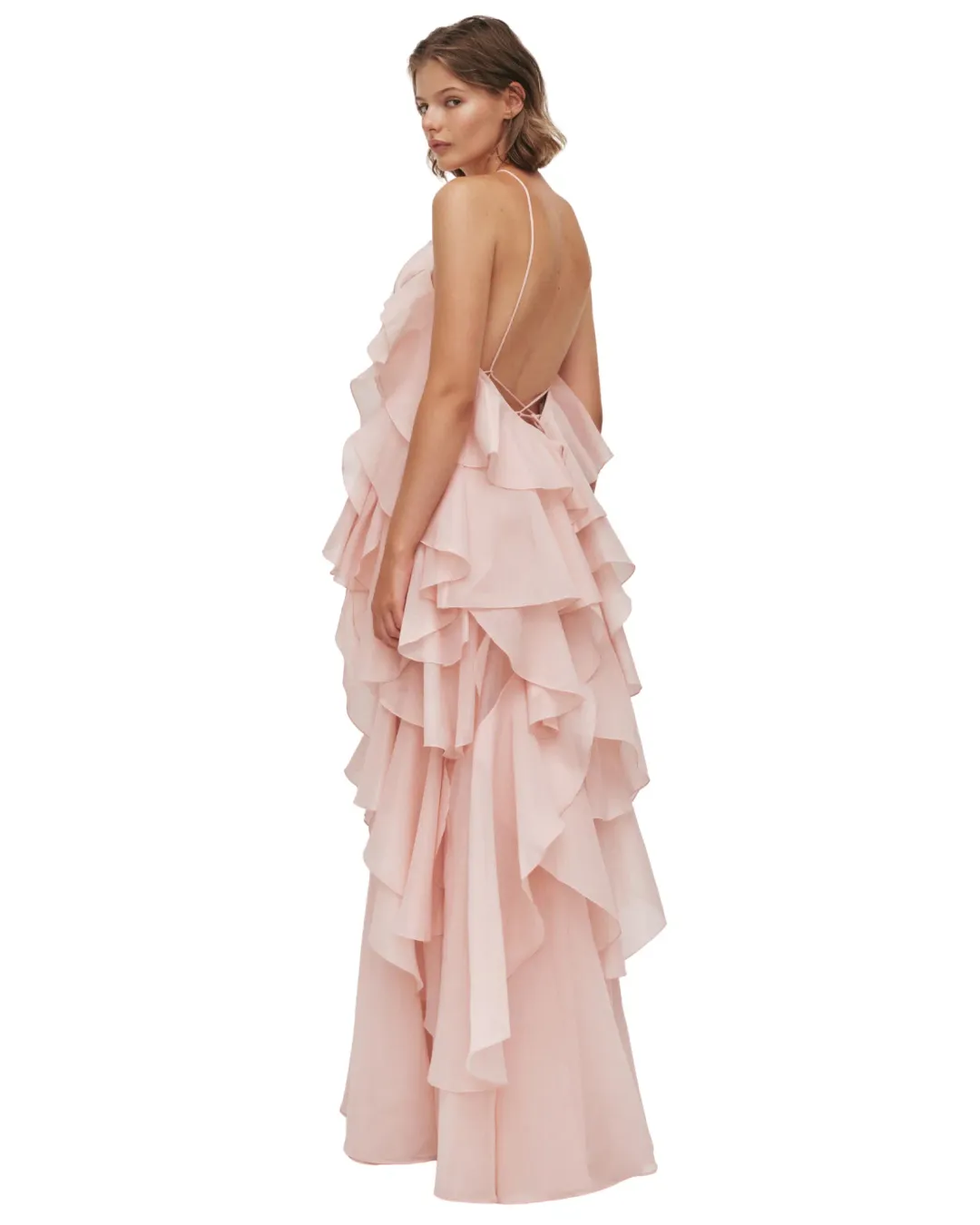 Aje Pandorea Layered Maxi Dress Pastel Pink Size 12 for rent on The Volte - main image