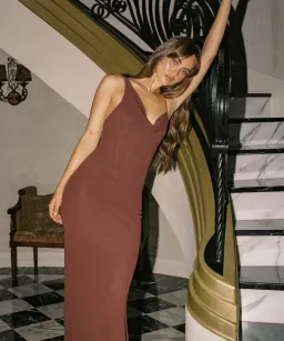 Natalie Rolt Hallie gown espresso size 8 (1)  for rent on The Volte - image 1