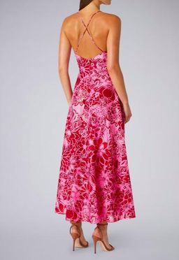 Scanlan Theodore Silk Cotton Print Strappy Midi Dress Pink Size 6 for rent on The Volte - image 2