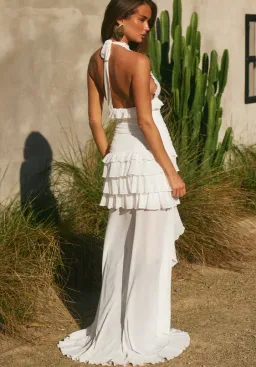 Runaway the Label Annelise V-Neck Ruffle Ivory Maxi Dress Size Small for rent on The Volte - image 1
