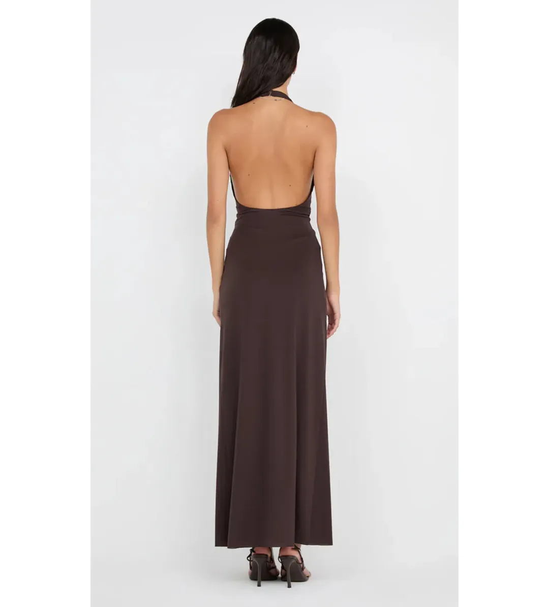 Bec & Bridge Tillie Drape Maxi Dress in Dark Chocolate Size AU6 for rent on The Volte - main image
