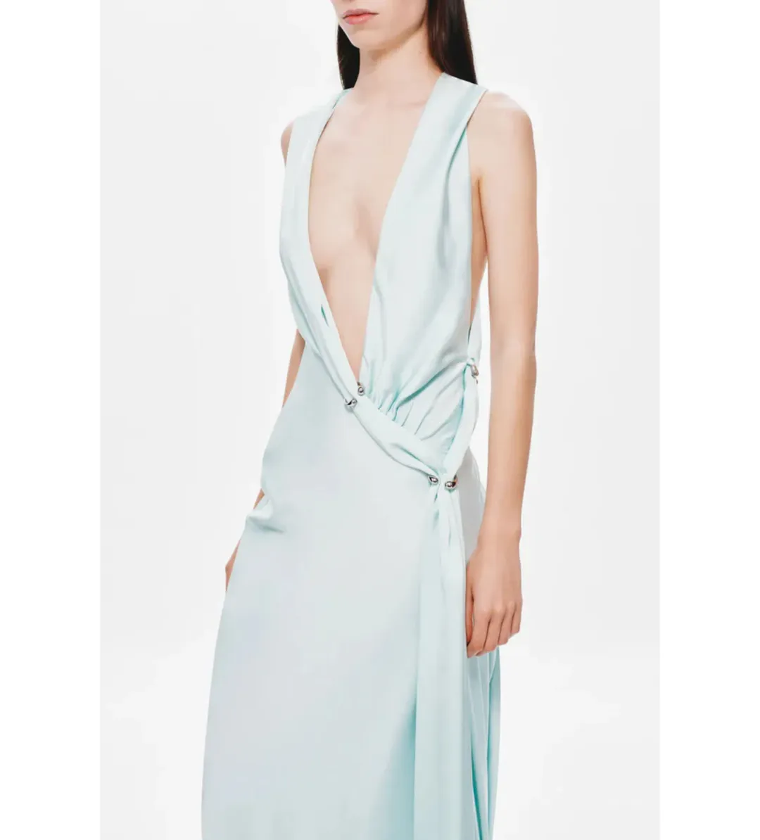 Misha The Harlow Satin Dress in Ice Blue Size S/AU8 for rent on The Volte - main image