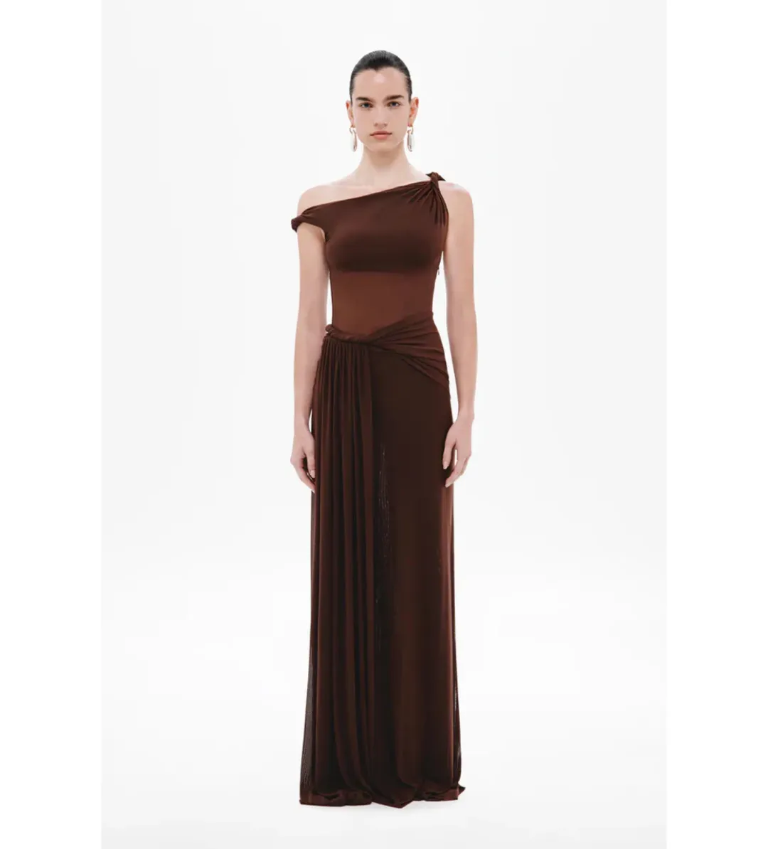 Misha Sisal Mesh Dress in Espresso Size S/AU8 for rent on The Volte - main image