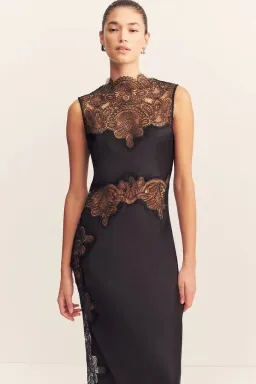 Shona Joy Jamila Lace High Neck Maxi Dress - Black; size 8 for rent on The Volte - image 2