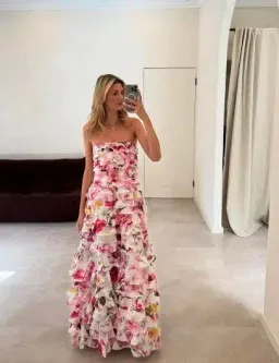 🌸 AJE Fleur Pleated Ruffle Gown – Collage Floral Pink Maxi Dress – Size 10 AU 🌸 for rent on The Volte - image 8