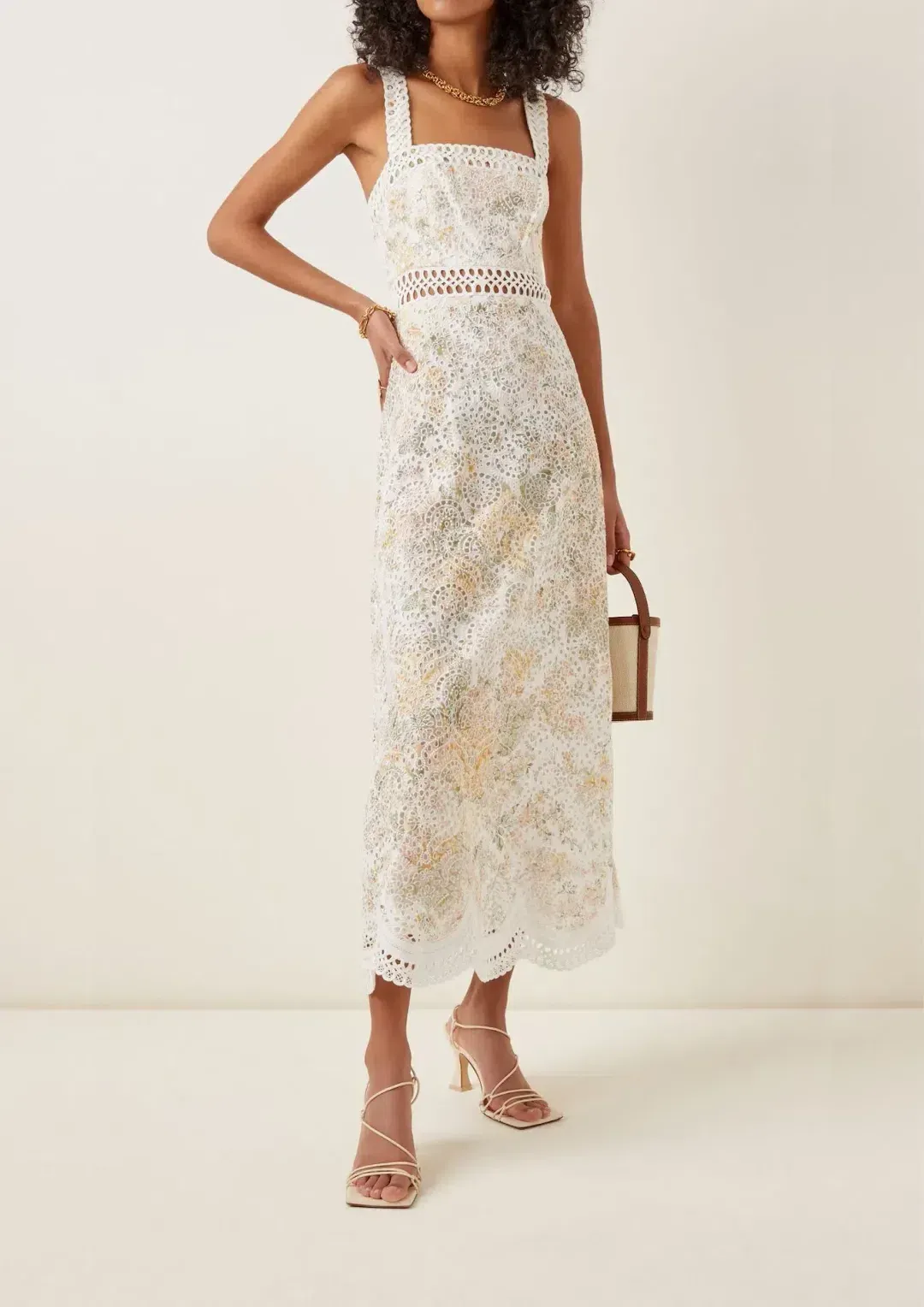 ZIMMERMANN AMELIE EMBROIDERED MIDI DRESS | Size OP AU 6 for rent on The Volte - main image