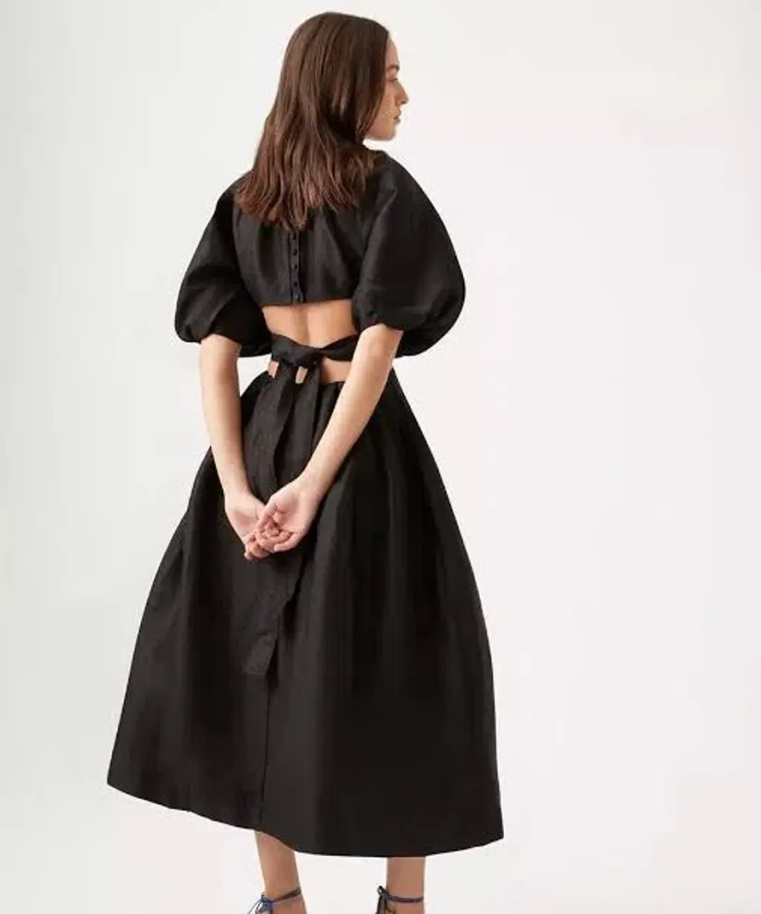 Aje Dress Mimosa Black Midi | Size AU 8 for rent on The Volte - main image