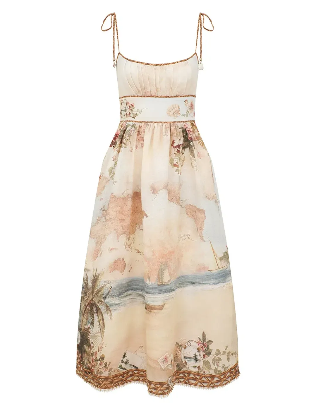 Zimmermann Mahon Picnic Dress Island Map Blue Size 0 for rent on The Volte - main image