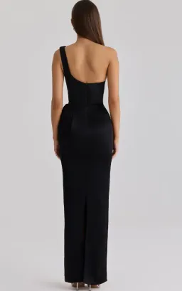 House of CB Caprice black satin one shoulder maxi dress Size XS for rent on The Volte - image 2