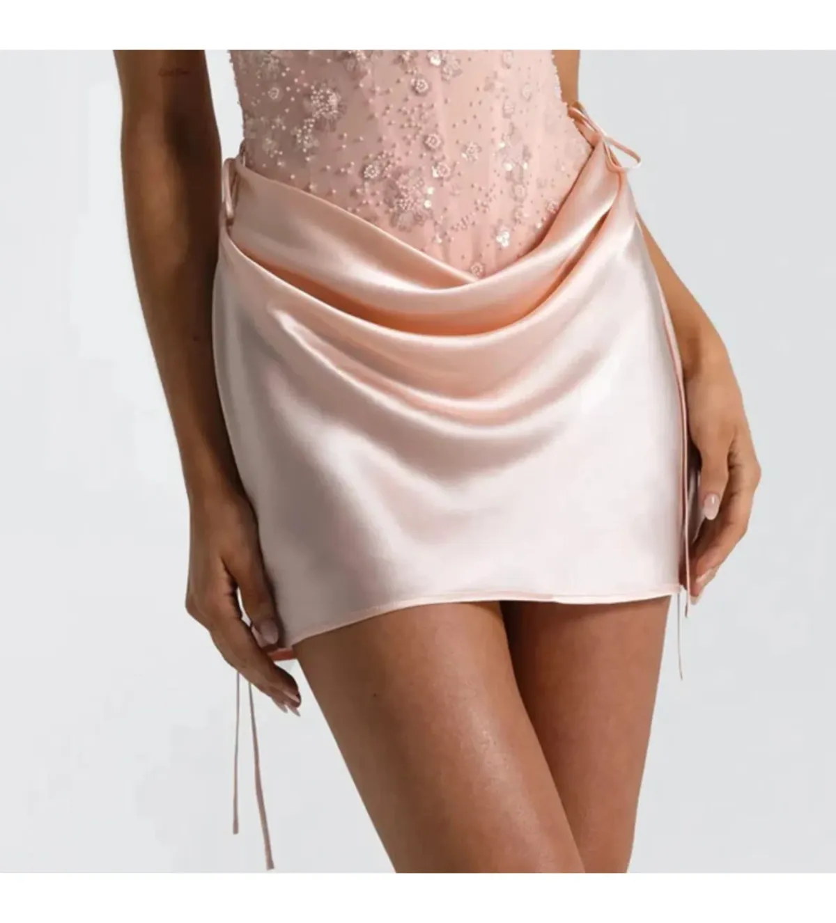 Natalie Rolt Evelyn Mini Dress in Baby Pink Size 2/AU10 for rent on The Volte - main image