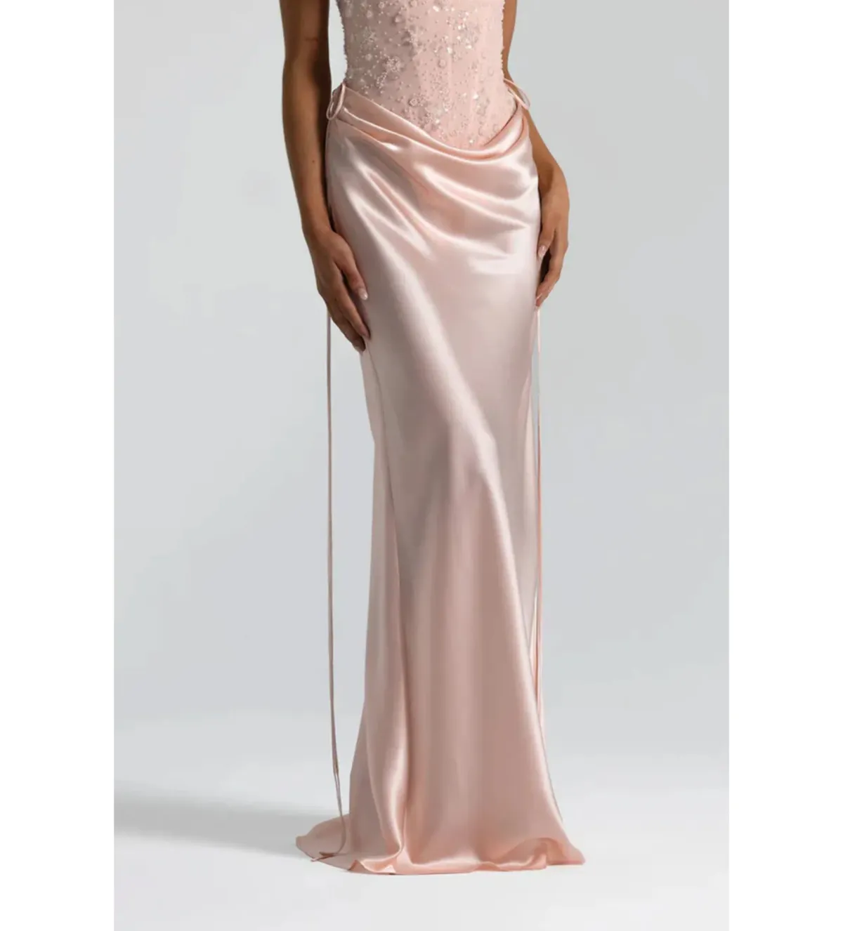 Natalie Rolt Evelyn Maxi Skirt in Baby Pink Size 0/AU6 for rent on The Volte - main image