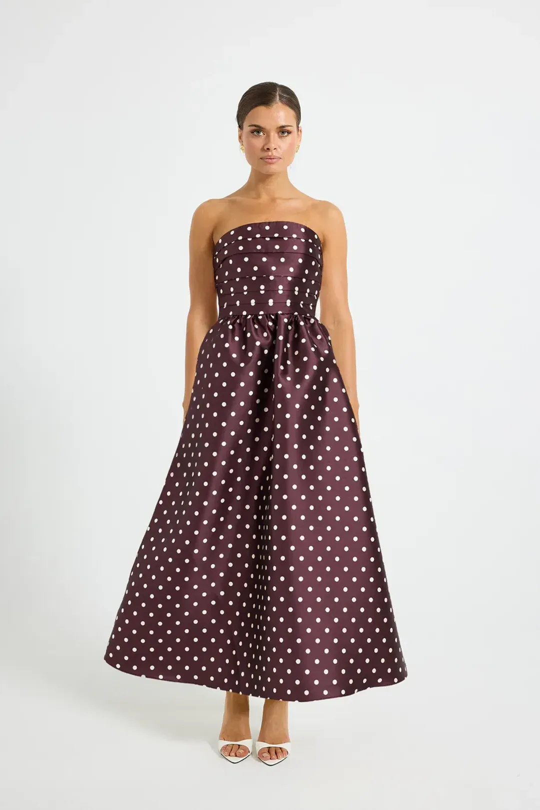 Pasduchas Alistair Strapless Polka Dot Midi Dress 10 for rent on The Volte - main image