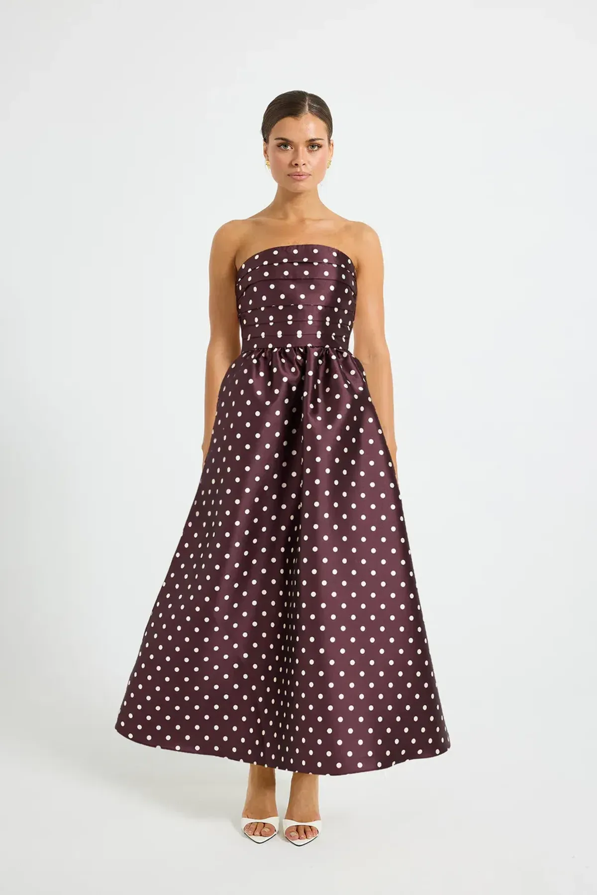 Pasduchas Alistair Strapless Polka Dot Midi Dress 10 for rent on The Volte - main image
