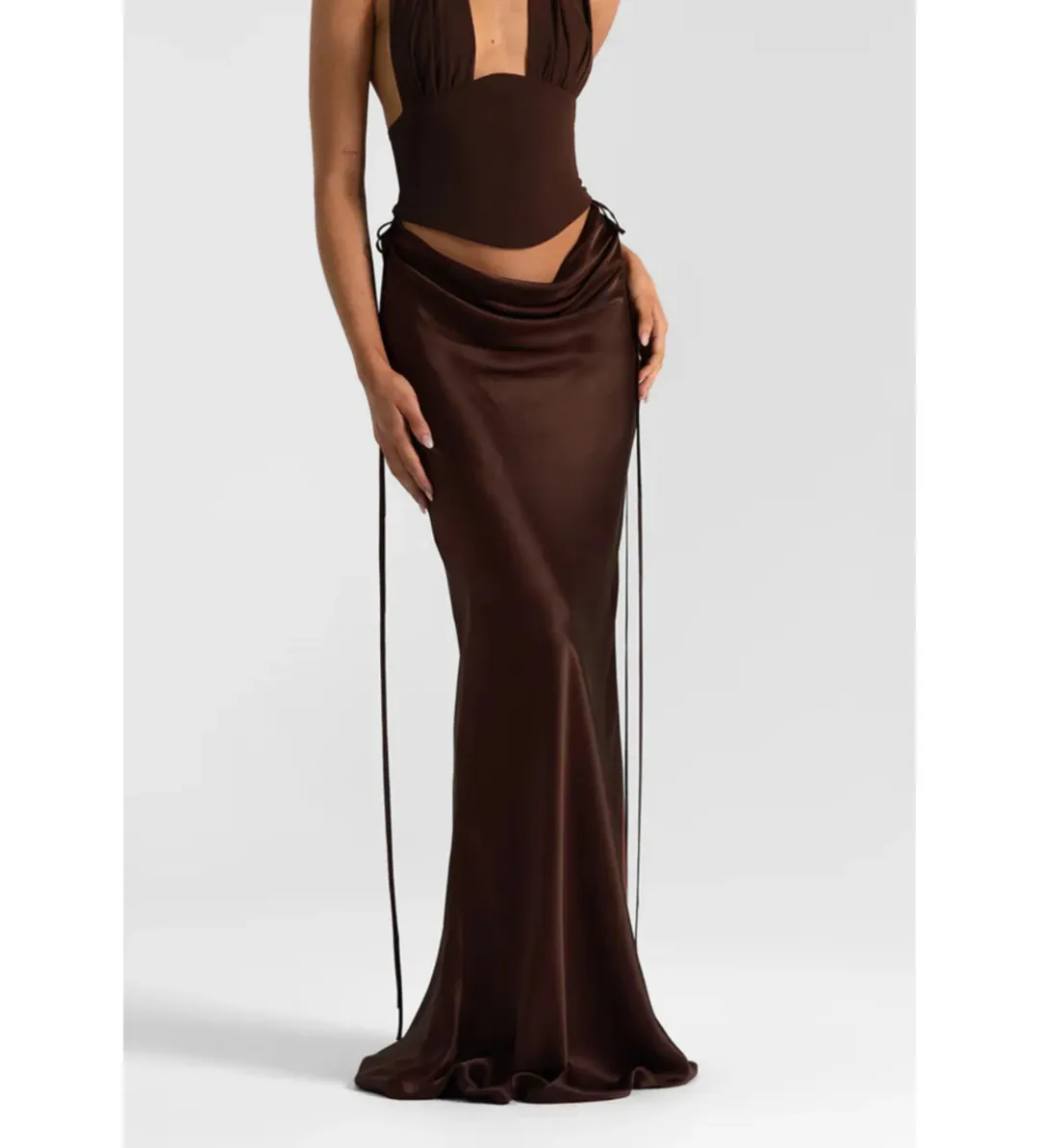 Natalie Rolt Evelyn Maxi Skirt in Espresso Size 0/AU6 for rent on The Volte - main image