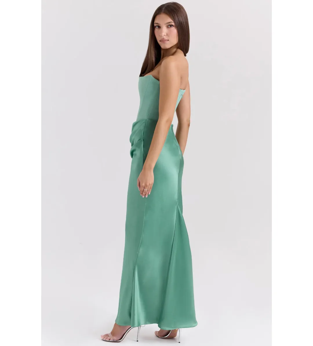 House Of CB Persephone Strapless Corset Maxi Dress in Jade Size L/AU12 for rent on The Volte - main image