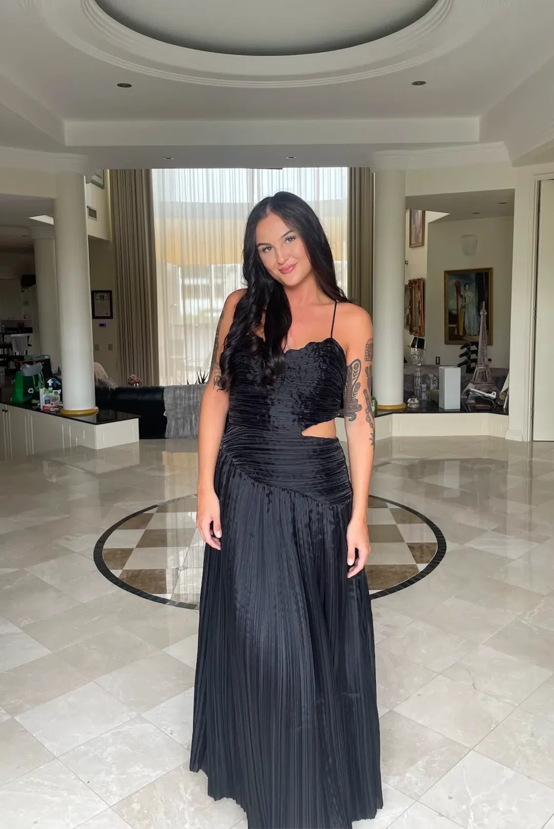 Aje Laurier Wave Maxi Dress black size 10 for rent on The Volte - main image