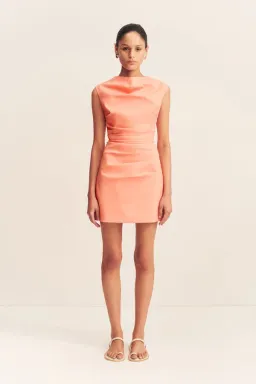 Shona Joy Lani Draped Mini Dress Peach Size 12 for rent on The Volte - image 1
