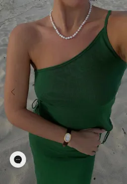 RIB HEMP JERSEY SKIRT & ONE SHOULDER TOP - TALLOW GREEN for rent on The Volte - image 3