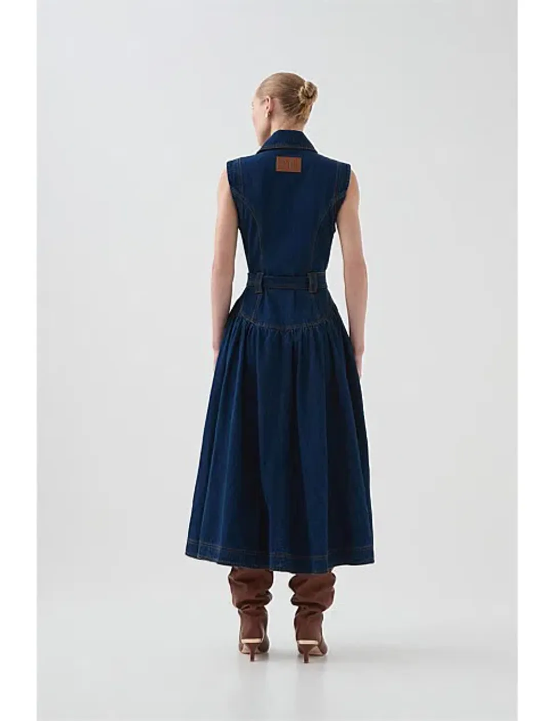 Aje Elena Belted Denim Midi Dress for rent on The Volte - main image