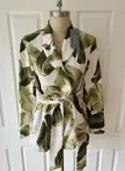 New TRENERY 2-Piece Suit, Palm Leaf Print Green & Pale Pink [10] Pants & Jacket 🩷 for rent on The Volte - image 6