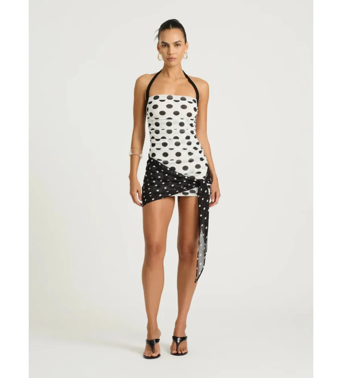 Benni Marnie Mini Dress in Black/White Polka Size AU6 for rent on The Volte - main image