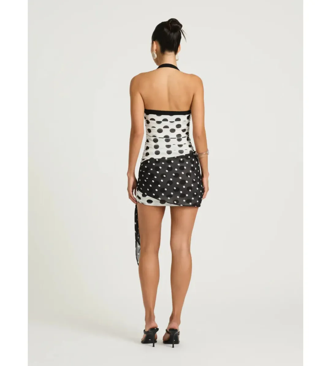 Benni Marnie Mini Dress in Black/White Polka Size AU6 for rent on The Volte - main image