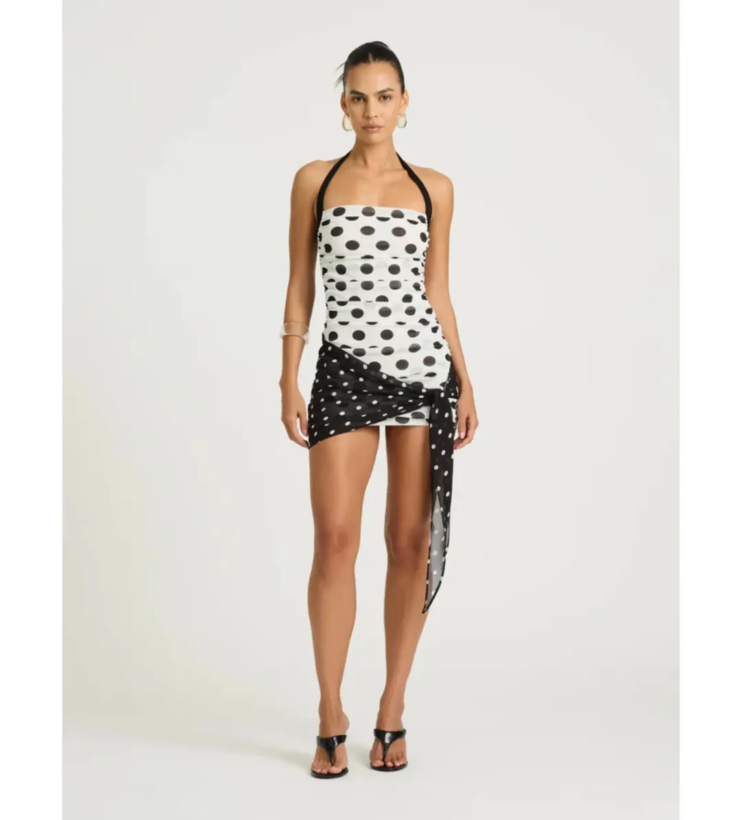 Benni Marnie Mini Dress in Black/White Polka Size AU10 for rent on The Volte - main image