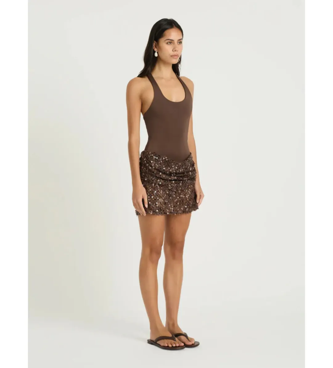 Benni Ariel Mini Dress in Cocoa Size AU10 for rent on The Volte - main image