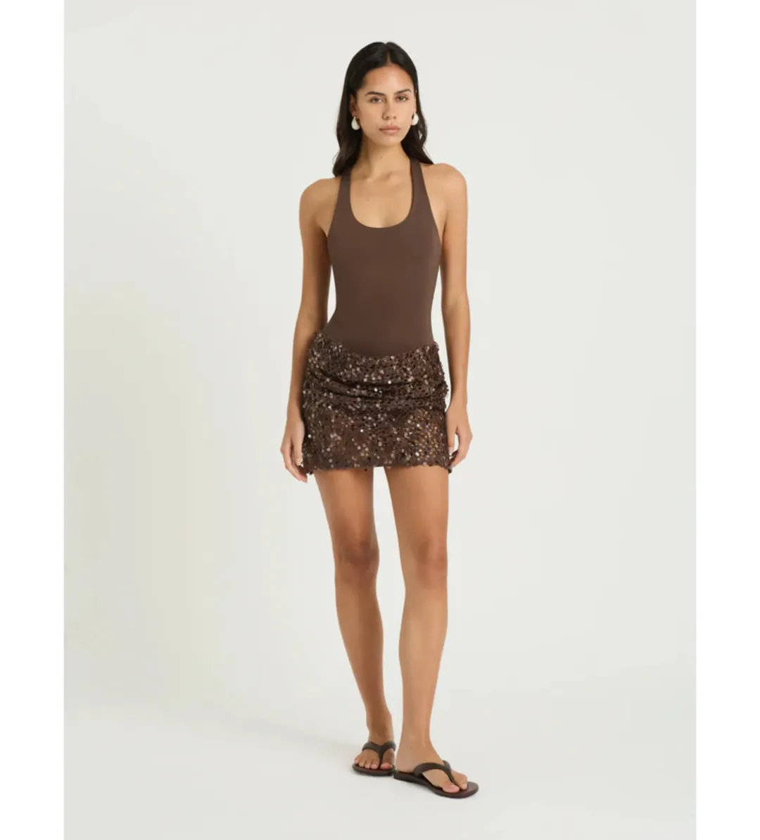 Benni Ariel Mini Dress in Cocoa Size AU10 for rent on The Volte - main image
