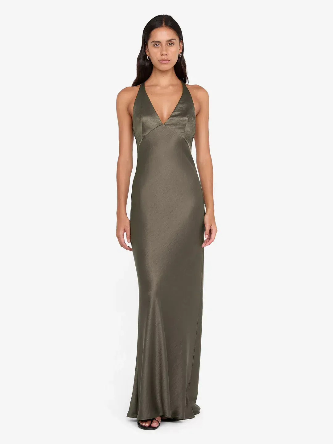 The Dreamer V Neck Dress in Dark Willow for rent on The Volte - main image